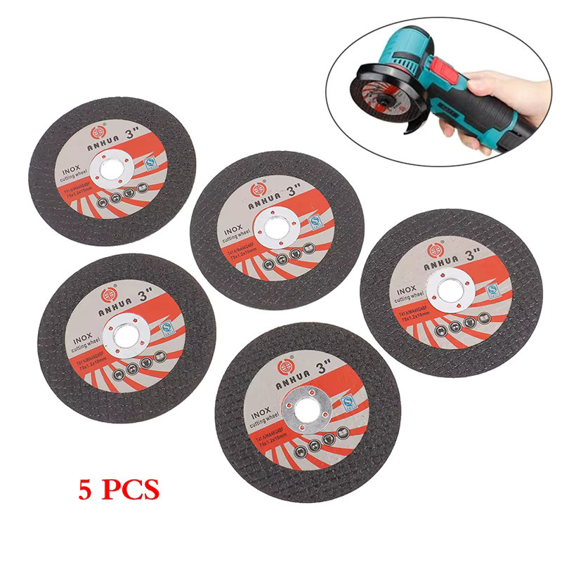 JETTING Mini-Trennscheiben 5er-Pack, Harzschleifscheiben für Winkelschleifer zum Schneiden von Stahl und Stein, Farbe: Schwarz, Durchmesser: 75 mm, Dicke: 1,2 mm, Bohrung: 10 mm - Bild 3