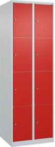 C+P Schließfachschrank Classic PLUS mit 2 Abteilen, Farbe Grau und Verkehrsrot, B/T/H: 185 x 60 x 50 cm - Bild 1