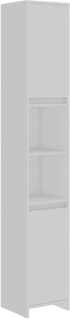 vidaXL Badezimmerschrank Weiß aus Holzwerkstoff mit Türen und Regalfächern, B/T/H: 30 x 30 x 183,5 cm - Bild 1