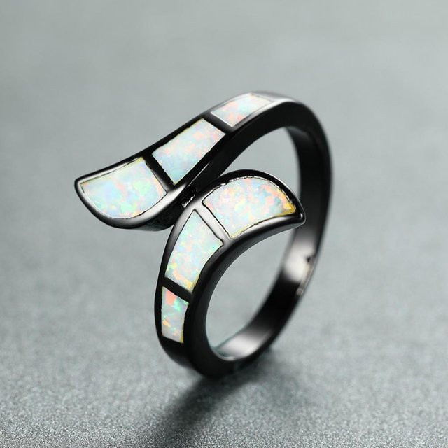 YIRAN Jewelry Ring, Kupfer, Schwarz-Blau, Zirkonia, Kristall, Herren, Größe 9 - Bild 1