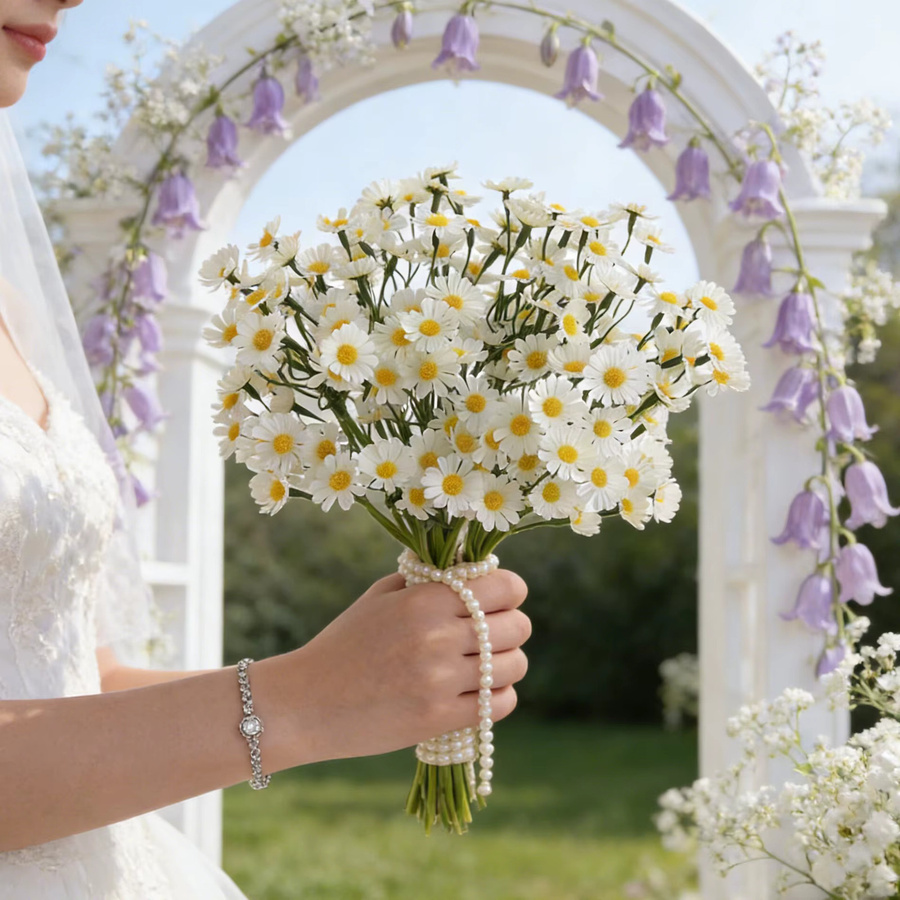 ZQCY Künstliche Chrysanthemen in Beige und Weiß für Tischdekoration, Hochzeiten und Garten - Bild 2