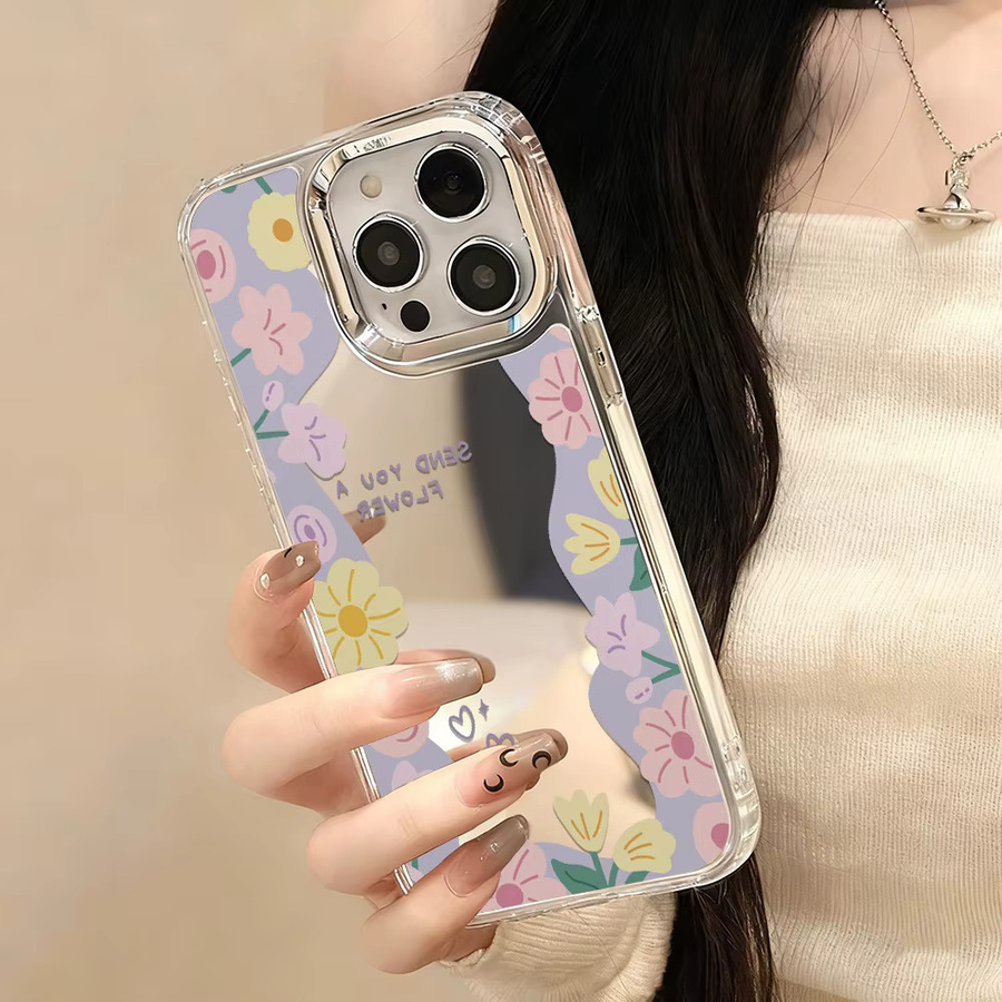 Luxus Blumen Make-up Spiegel Handyhülle für iPhone 17 Pro Max, 16, 15, 14, 13, 12, 11 und Air in Multicolour - Bild 5