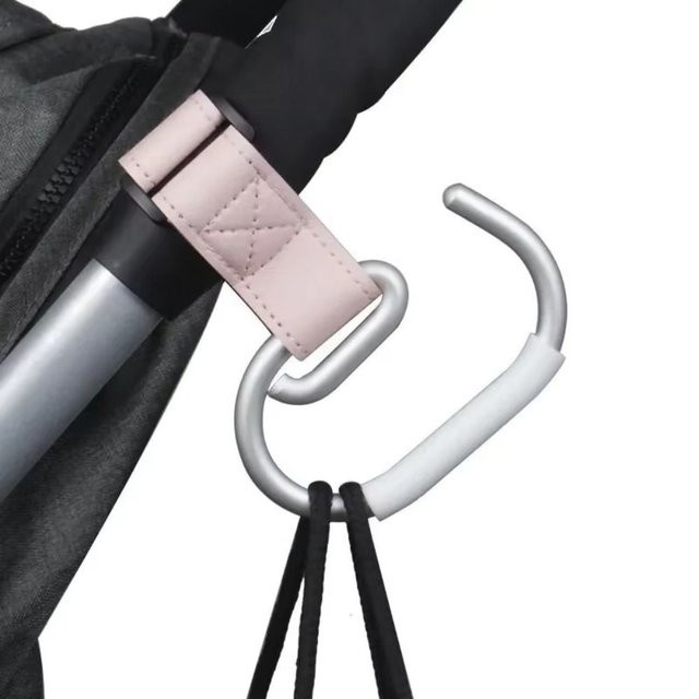 Einfarbiger Kinderwagen Haken aus Kunststoff in Grau als Organizer für Warenkorb und Zubehör - Bild 1