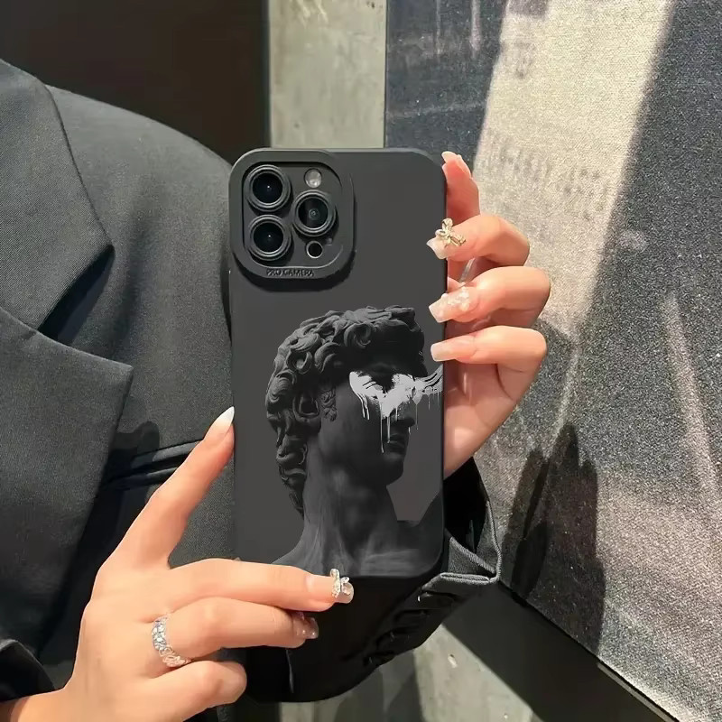 Ästhetische Silikon Handyhülle mit David Kunstmotiv für Apple iPhone Modelle in Schwarz - Bild 3