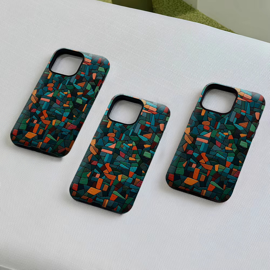 Robuste doppelschichtige Handyhülle von Potdemiel mit blaugrünem Terrakotta-Fliesen-Design für iPhone 17 16 15 14 13 Pro Max Plus, magnetisch kompatibel - Bild 5