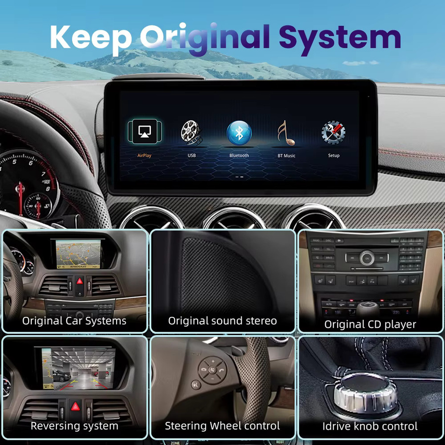 BONROAD Auto-Multimedia-Touchscreen für Mercedes Benz E-Klasse W212 mit 10,25 Zoll Display, kabelloses CarPlay, Android Auto, GPS und Bluetooth, Farbe: Schwarz - Bild 4