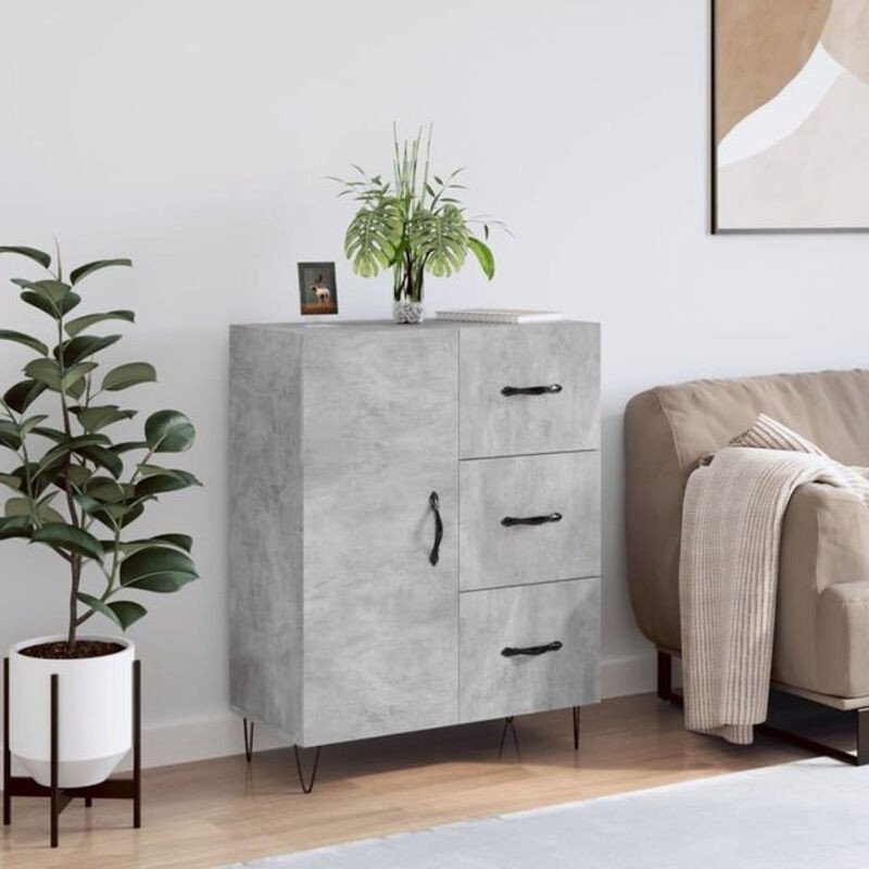 Modernes Sideboard Vidaxl in Grau aus Holzwerkstoff und Metall, B/T/H: 69,5 x 34 x 90 cm - Bild 1