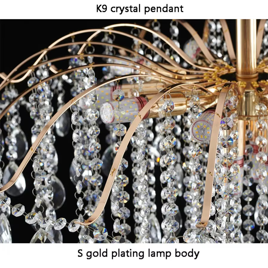 Moderne LED-Kristall-Pendelleuchte von IRALAN in Gold/Messing für Wohnzimmer, Esszimmer und Schlafzimmer - Bild 2