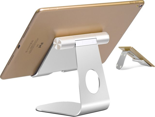 NYFundas Handyhalterung und Tabletständer in Silber für iPhone, Samsung, Xiaomi, Huawei, iPad Pro und Kindle - Bild 1