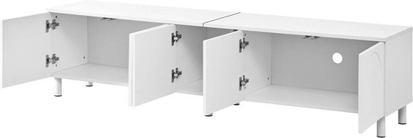 okwish Lowboard Fernsehtisch mit 5 Türen und Metallfüßen in Weiß, B/T/H: 180 x 38 x 45 cm
