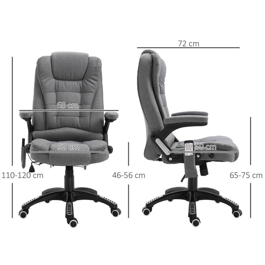 Vinsetto Chefsessel dunkelgrau mit Armlehnen und Kopfstütze B/T/H: 72 x 68 x 120 cm - Bild 3