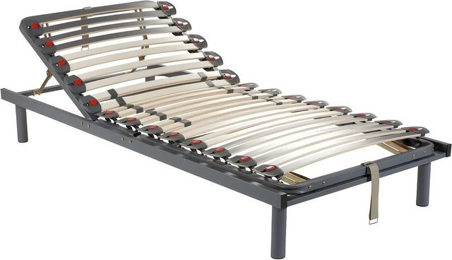 Vente-unique Bettgestell Ruoti mit verstellbarem Lattenrost in Grau, 198 cm - Bild 1