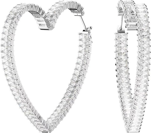 Swarovski Matrix Herzohrringe, Silber, Kristall, Damen - Bild 1