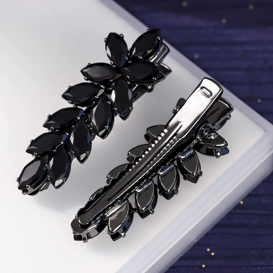 Haarspange Blatt, Schwarz, Kristall Zirkonia, Damen - Bild 4