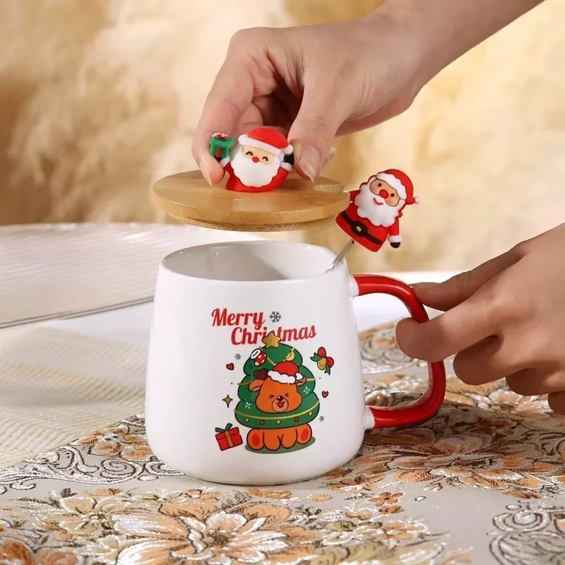Weiße Keramiktasse mit Deckel und Löffel in Geschenkbox - Bild 2