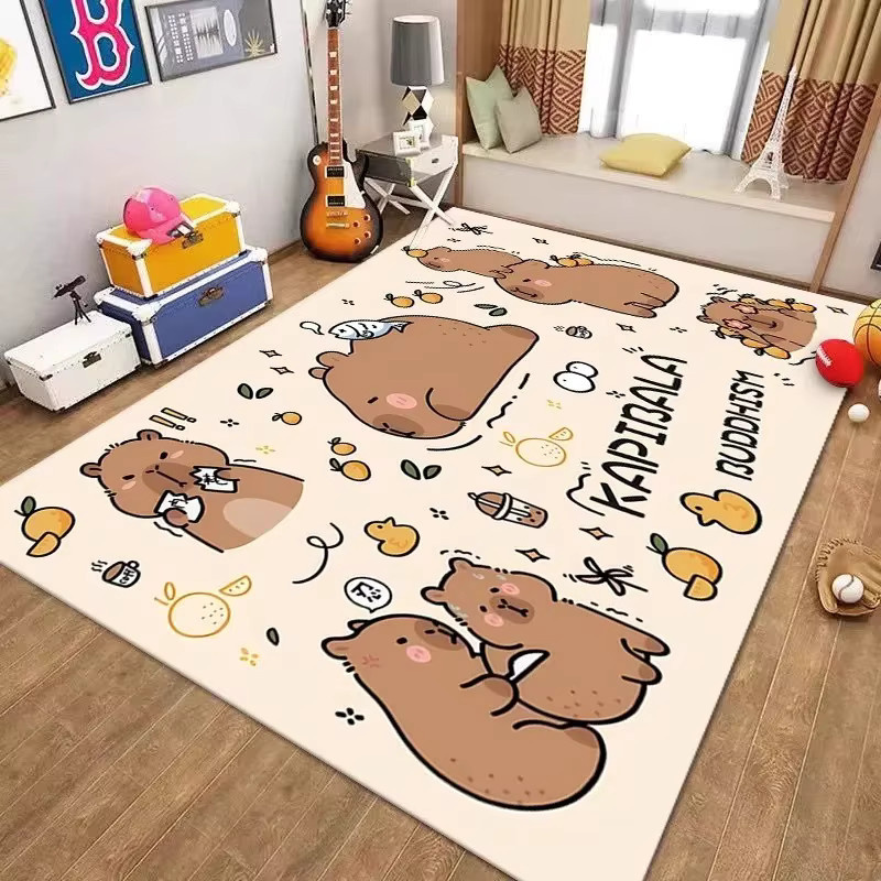 MINISO Kawaii Capybara Teppich mit HD-Druck, rutschfest und rechteckig für Schlafzimmer und Wohnzimmer - Bild 1