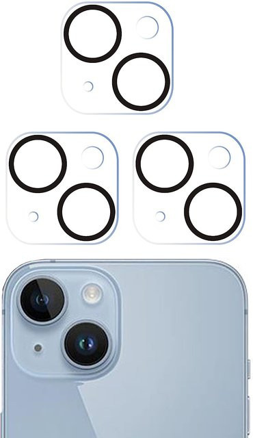 3er-Set Kamera-Objektivschutz für iPhone 15 Pro Max, 14 Plus, 13 Mini und weitere Modelle von NYFundas in Transparent - Bild 1