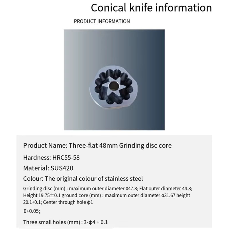 DeLonghi Kaffeemühlenzubehör A83G Edelstahl Konusmesser mit Sechsstern-Design und drei flachen Positionierungsoptionen, Farbe: Silber, Durchmesser: 48 mm - Bild 2