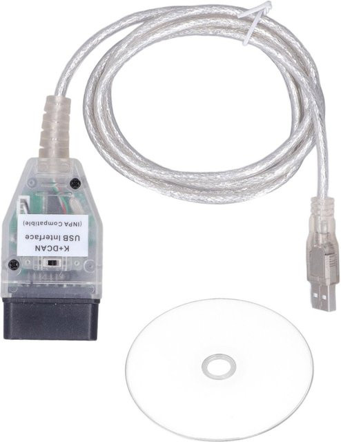 TOMTOP Autodiagnosekabel K+DCAN OBD2 USB-Kabelschnittstelle mit Schalter für Serie 1 E81 in Grau - Bild 1