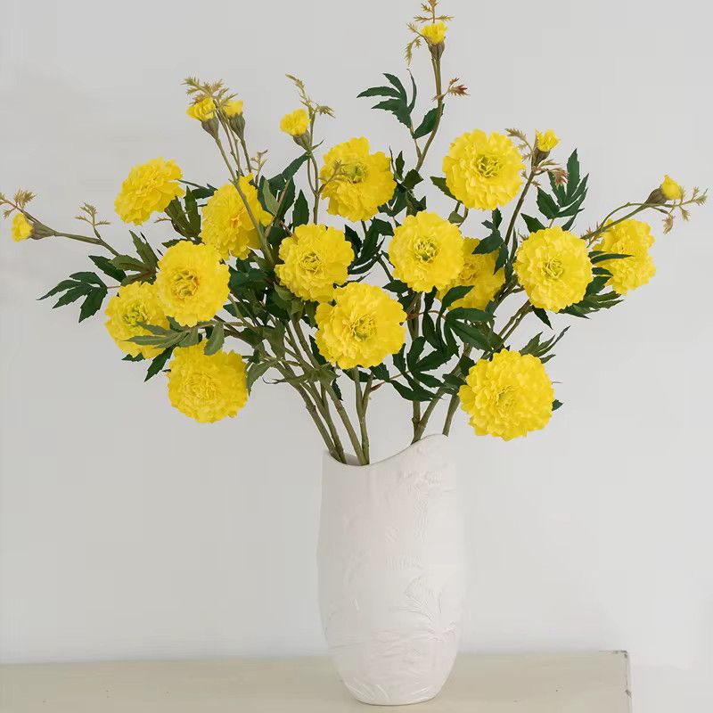 WQNJIN Künstliche Chrysantheme und Ringelblume in Gelb als Real Touch Dekoration für Hochzeiten - Bild 3