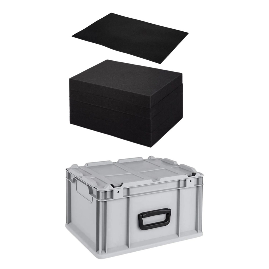 PROREGAL Eurobox NextGen Portable Transportbox mit Rasterschaumstoff und Schaumstoffeinlage, Grau, H x B x T: 23,5 x 30 x 40 cm - Bild 2