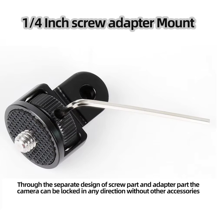 EXSKOF 1/4 Zoll Adapter Stativhalterung aus Aluminiumlegierung in Schwarz für GoPro Hero 13 12 11 10 9 8 SJCAM Insta360 AKASO DJI Osmo Action Kamerazubehör - Bild 2
