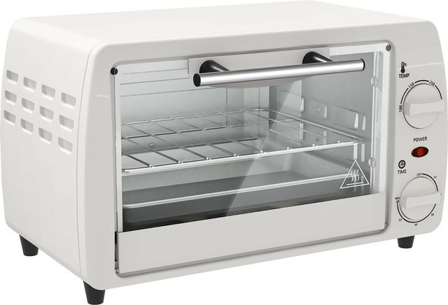 HOMCOM Mini Elektrobackofen 10 Liter 750W mit Timer und Backblech, Cremeweiß, B/T/H: 36,5 x 26 x 22 cm - Bild 1