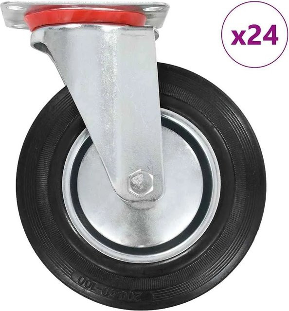 24er Set Lenkrollen von vidaXL in Schwarz mit 200 mm Durchmesser aus Stahl und Kunststoff - Bild 1