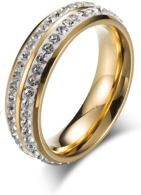 YIRAN Jewelry 5 Ring, Titanstahl, Regenbogen, Diamantbesetzt, Damen, Ringgröße 9 - Bild 1