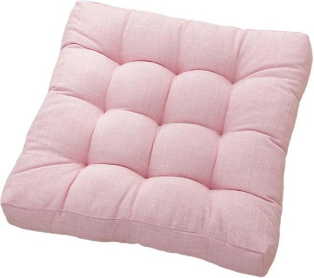 Quadratisches Bodenkissen aus Baumwollleinen in Pink, getuftetes Meditationskissen für Yoga und Tatami, B/B/H: 45 x 45 x 1 cm - Bild 1