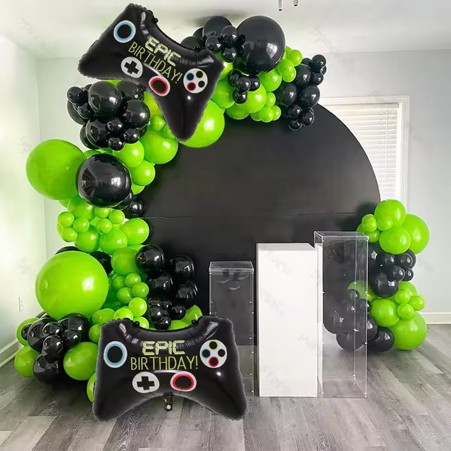 YAYB Ballon Bogen Girlande Set mit Gamepad und Racing Thema für Kindergeburtstage und Partys aus Aluminiumfolie - Bild 1