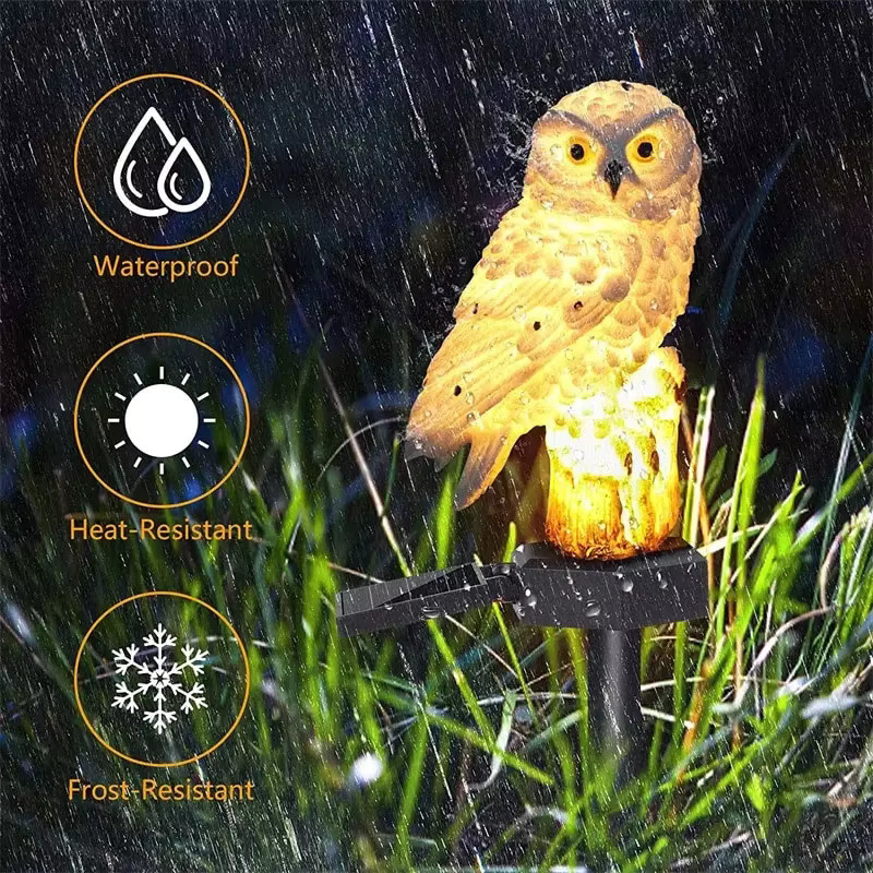 XIWANGFIRE Solar Eule LED Bodenleuchte Outdoor Gartenlampe Schwarz mit Warmweißem Licht - Bild 2