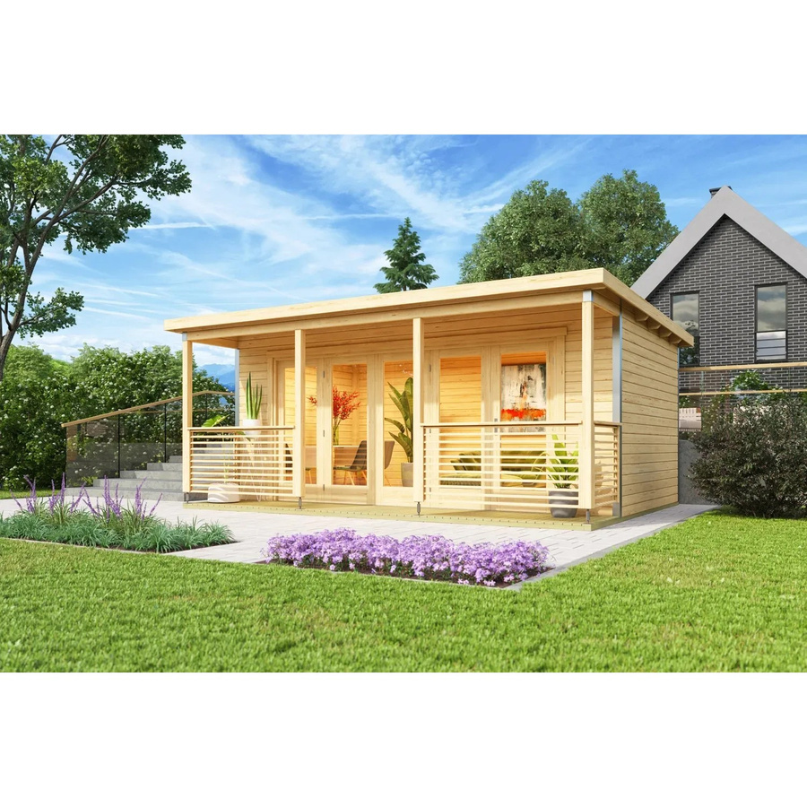 Lasita Gartenhaus Liverpool mit Pultdach aus Holz, naturbelassen, B/H/T: 580 x 239,4 x 430 cm, braun - Bild 3