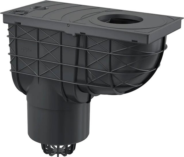 Alcadrain Universal-Regensinkkasten aus Polypropylen in Schwarz, Abgang senkrecht, B/T/H: 30,0 x 15,5 x 30,0 cm - Bild 1