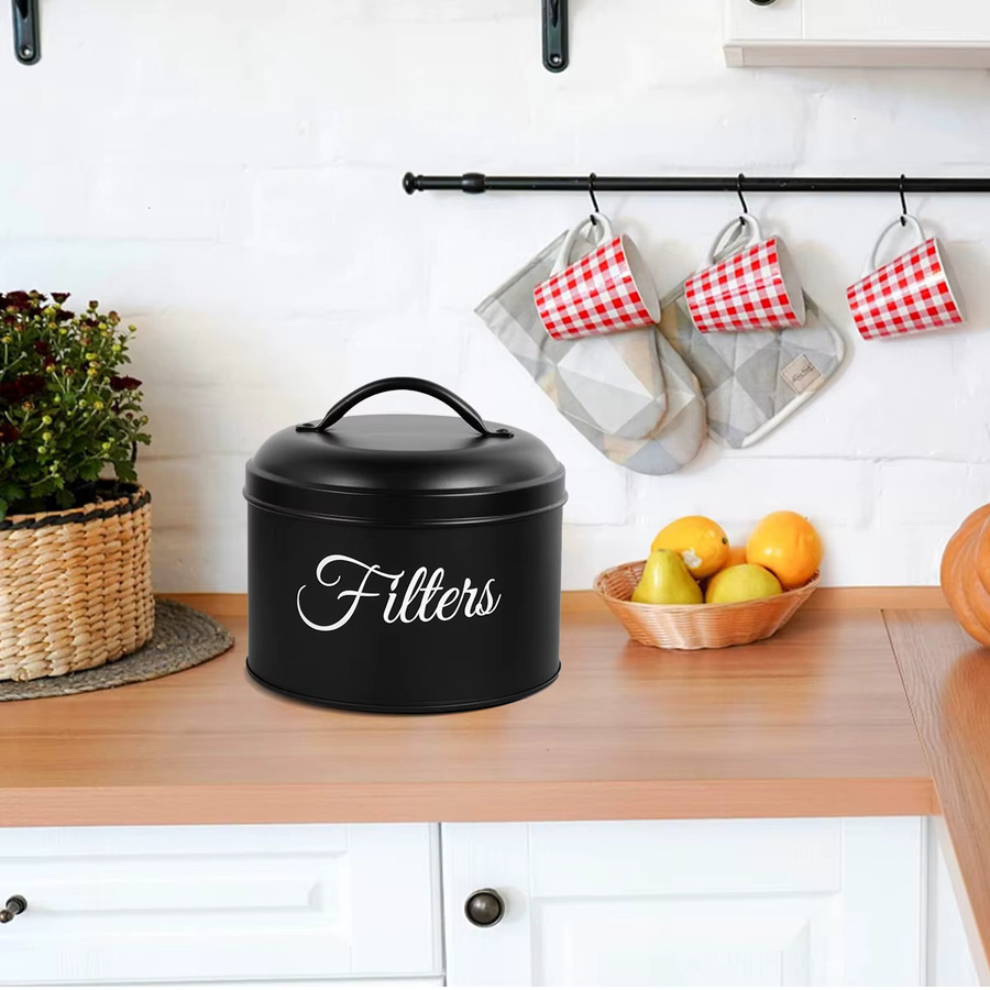 Willstar Kaffeefilterhalter aus Metall in Schwarz, runder Aufbewahrungskorb für die Theke, Breite: 15,5 cm, Tiefe: 15,0 cm - Bild 5