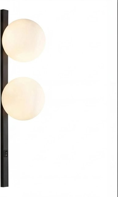 Licht-Erlebnisse Wandleuchte 2-flammig aus Metall und Glas in Schwarz und Weiß, Höhe: 60 cm, E14 - Bild 1