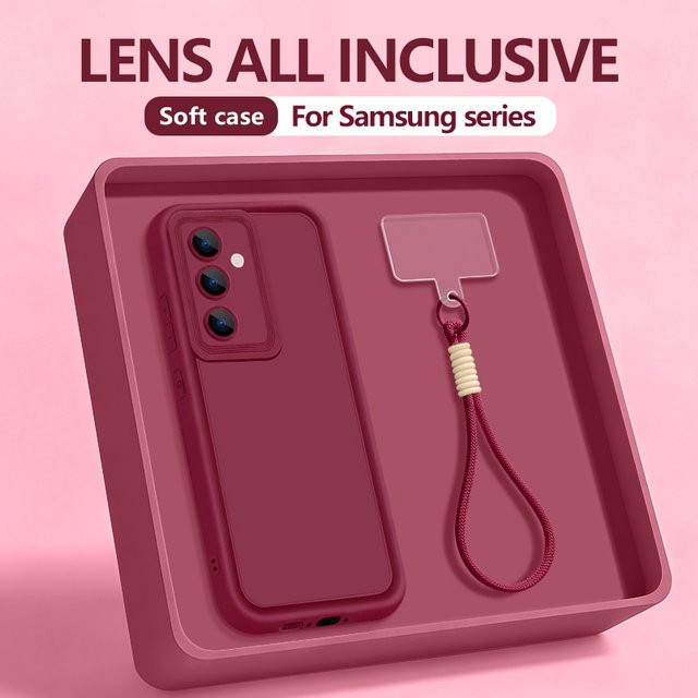 Weiche TPU-Handyhülle mit Trageschlaufe für Samsung Galaxy S25 S24 S23 S22 Ultra Plus FE A56 A55 A54 A37 A36 A27 A26 A17 A16 A16 in Rot - Bild 1