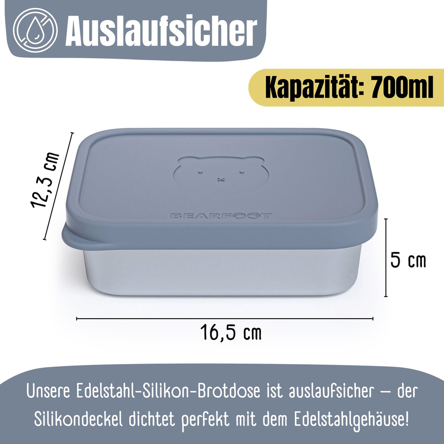 Bearfoot Brotdose aus Edelstahl in Blau mit Silikonanteil - Bild 2