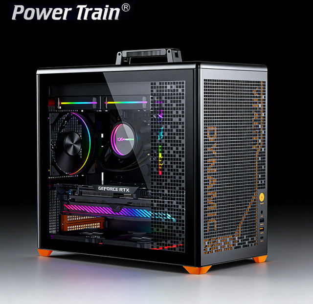 Power Train P80 Open-Frame-Gehäuse für MATX und ITX Desktop-PCs in Weiß mit Unterstützung für 240mm Wasserkühlung - Bild 1