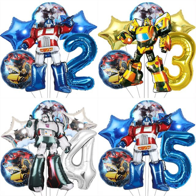 TOPTOY 6er Set Aluminiumfolienballons im Transformation Optimus Prime und Bumblebee Design, Mehrfarbig, Partydekoration für Kindergeburtstage - Bild 1