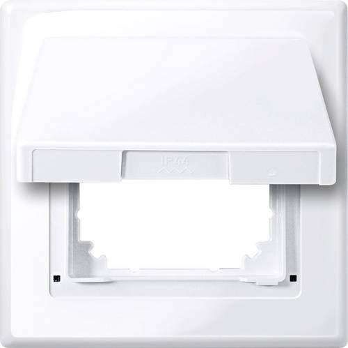 Merten Schutzkontakt-Steckdose mit Klappdeckel in Weiß IP44 478025 - Bild 1