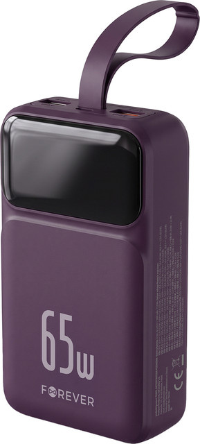 Forever Vibe-TB65 Externe Batterie mit 20000mAh, 65W, QC + PD, 2 x USB-A und 2 x USB-C, Weinrot - Bild 1