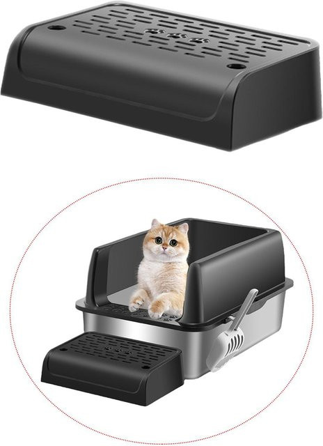 Kesoto Katzenstreu-Fußbrett als Trittplattform, waschbar und leicht zu reinigen, Schwarz/Silber - Bild 1