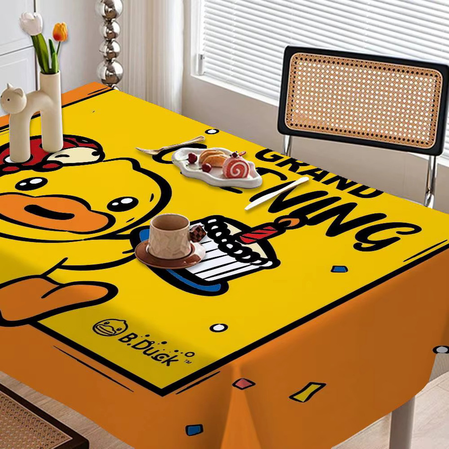 B-B D-Duck Tischdecke aus PVC in Gelb, wasserdicht und ölbeständig, rechteckig mit grafischem Design - Bild 4