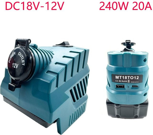 Makita Auto Fahrzeug Kühlschrank Netzteil mit 240W DC 12V Buck Konverter Regler für 18V Batterien in Blau - Bild 1