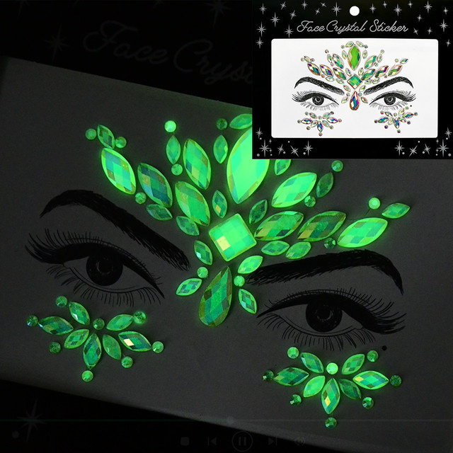 HotPress Strass-Gesichts-Tattoo-Aufkleber, schimmernd, Unisex - Bild 1