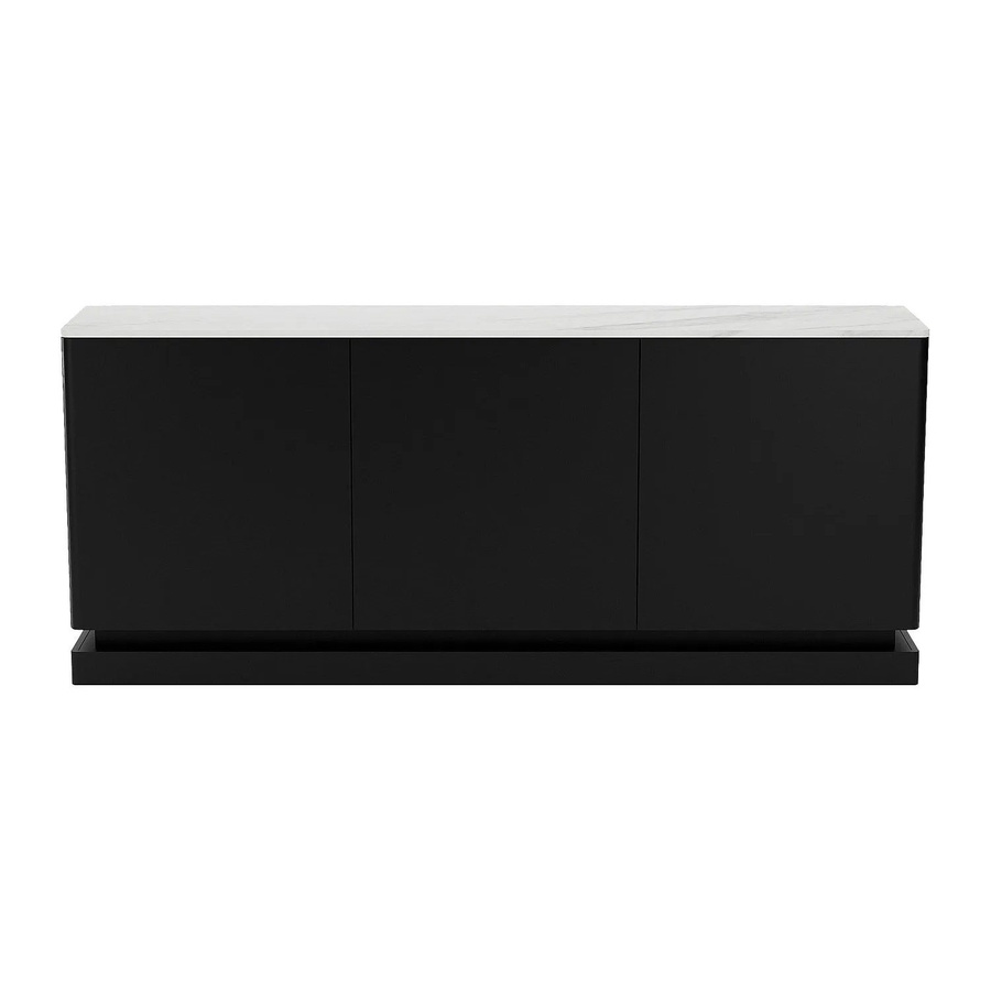 Sideboard Devika von Pascal MORABITO in Schwarz-Weiß mit Marmor-Optik und integrierter Beleuchtung, Breite: 189,6 cm - Bild 2