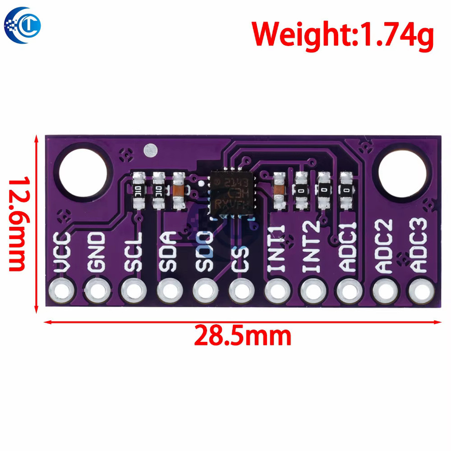 EGBO LIS3DH hochauflösendes dreiachsiges Beschleunigungsmessermodul in Lila für Arduino - Bild 3