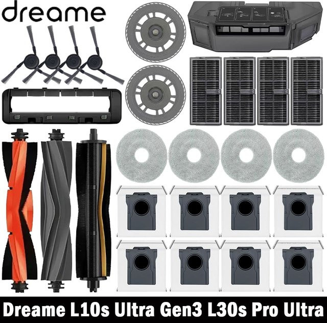 Dreame L10s Ultra Gen 3 / RLL53SE Roboterstaubsauger Zubehör-Set mit Hauptbürsten, Seitenbürsten, Wischtüchern, HEPA-Filtern und Staubbeuteln in Multicolour - Bild 1