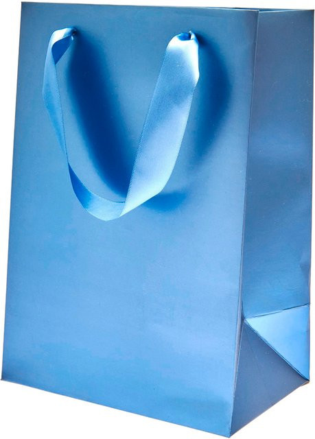 Rico Design Geschenktüte Metallic Matt in Blau aus Papier für festliche Anlässe B: 12,0 cm, T: 26,0 cm, H: 18,0 cm - Bild 1